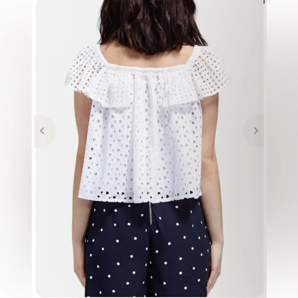 NEW Rebecca Minkoff White Celestine Eyelet Ruffle Top - Picture 4 of 9